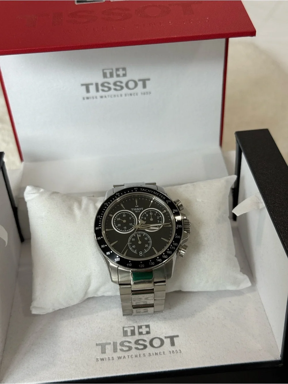Tissot Black Dial Stainless Steel Chronograph Watch V8 Chrono Quart